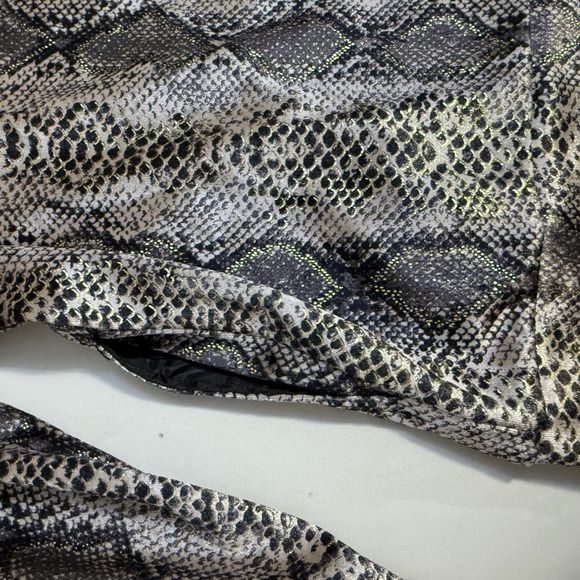 Women's Snake Print Zip Up Track Jacket Metallic Shine Casual Sportswear - Picture 5 of 9